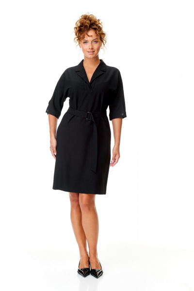 Деловое платье прямого силуэта с цельнокроеным рукавом T&N 7565 черный - фото 1