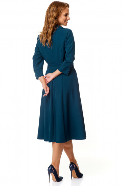 Платье полуприлегающего силуэта с запахом и карманами T&N 7566 синий_графит - фото 6