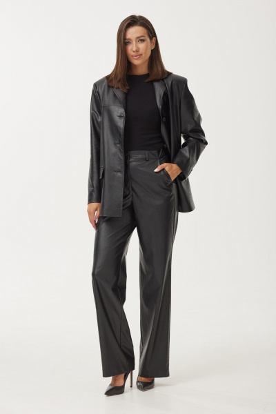 Жакет из эко-кожи с лацканами и длинными рукавами T.N.D М650 - фото 6