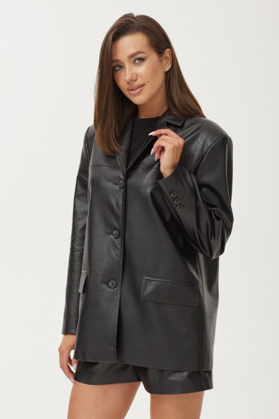 Жакет из эко-кожи с лацканами и длинными рукавами T.N.D М650 - фото 4