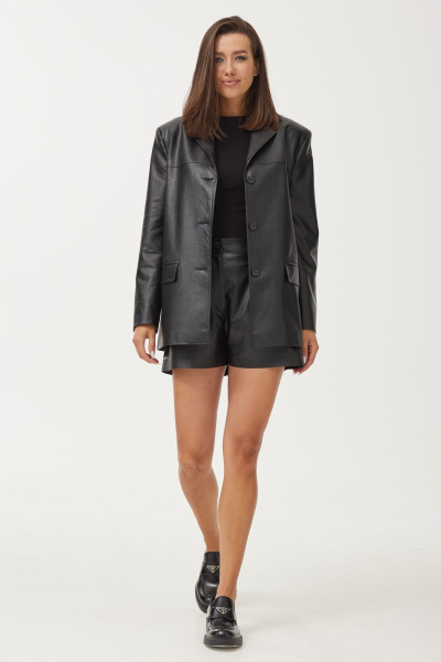 Жакет из эко-кожи с лацканами и длинными рукавами T.N.D М650 - фото 1