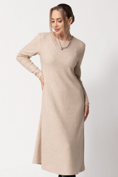 Платье расширенного к низу, бежевое, без воротника Golden Valley 44055 бежевый - фото 3