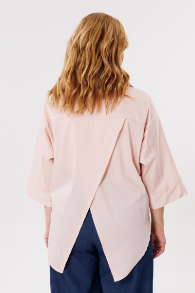 Бохо хлопковая блуза с планкой, длина 74 см Michel chic 786 пудра - фото 6