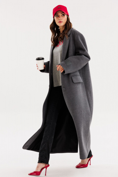 Джемпер прямого силуэта из трикотажа для демисезона EOLA 2714 серый - фото 12