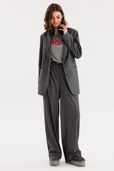 Джемпер прямого силуэта из трикотажа для демисезона EOLA 2714 серый - фото 10