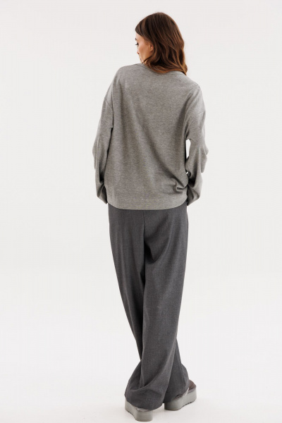 Джемпер прямого силуэта из трикотажа для демисезона EOLA 2714 серый - фото 9