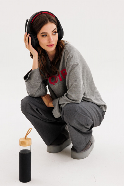 Джемпер прямого силуэта из трикотажа для демисезона EOLA 2714 серый - фото 7