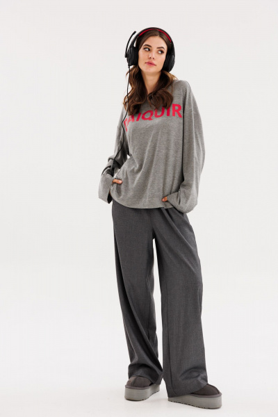 Джемпер прямого силуэта из трикотажа для демисезона EOLA 2714 серый - фото 1
