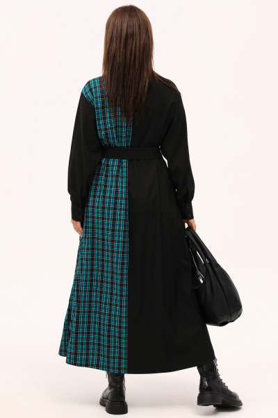 Демисезонное макси платье с рубашечным воротником и пояском Angelina & Сompany 1160 - фото 5