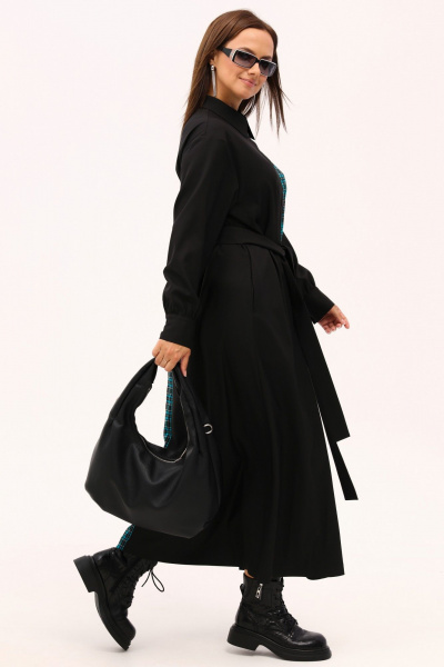 Демисезонное макси платье с рубашечным воротником и пояском Angelina & Сompany 1160 - фото 10