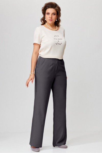 Демисезонные брюки прямого силуэта из текстиля Fita 20264 графит - фото 2