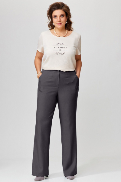 Демисезонные брюки прямого силуэта из текстиля Fita 20264 графит - фото 1