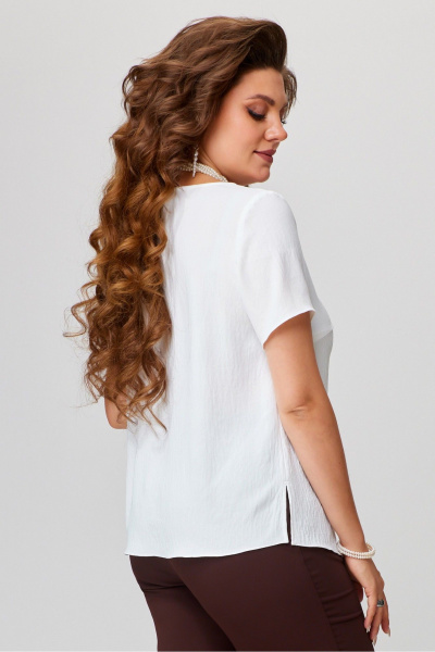 Майка-топ из легкой жатой ткани с декоративной печатью Fita 20357 молочно-белый - фото 9