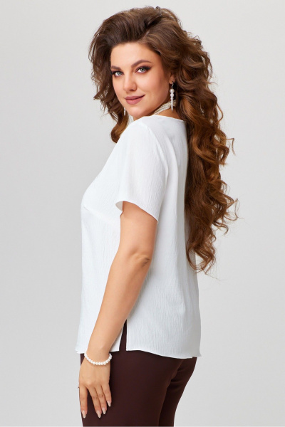 Майка-топ из легкой жатой ткани с декоративной печатью Fita 20357 молочно-белый - фото 7