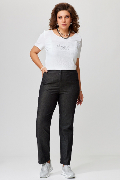 Майка-топ из легкой жатой ткани с декоративной печатью Fita 20357 молочно-белый - фото 5