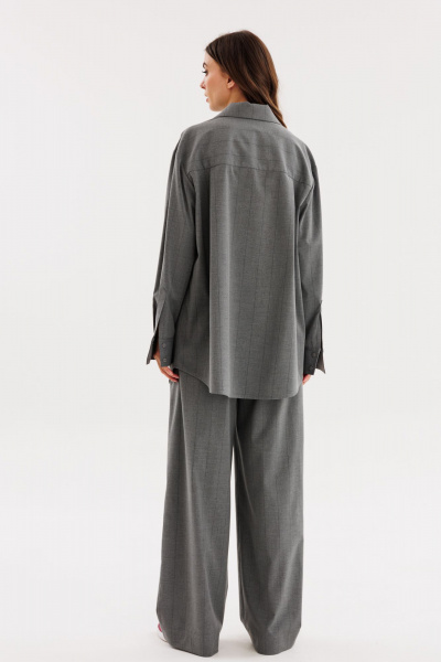 Брюки полосатые из костюмной ткани с эластичным поясом EOLA 2728 темно-серый_ полоска - фото 2