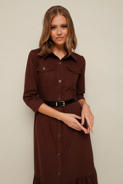 Джинсовое платье с воланом, карманами и ремнем PUR PUR 11-320 - фото 5