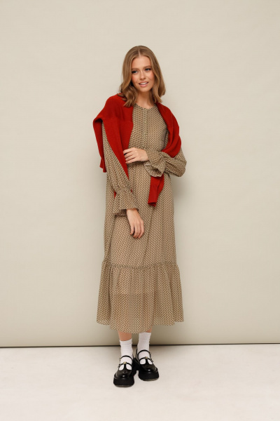 Платье из шифона с абстрактным принтом и воланом PUR PUR 11-334/4 - фото 3