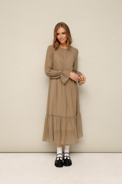 Платье из шифона с абстрактным принтом и воланом PUR PUR 11-334/4 - фото 1