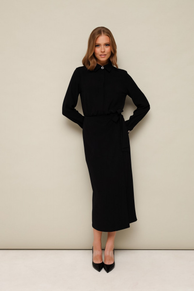 Платье с запахом и высоко у пальца из струящейся ткани PUR PUR 11-304/1 - фото 1