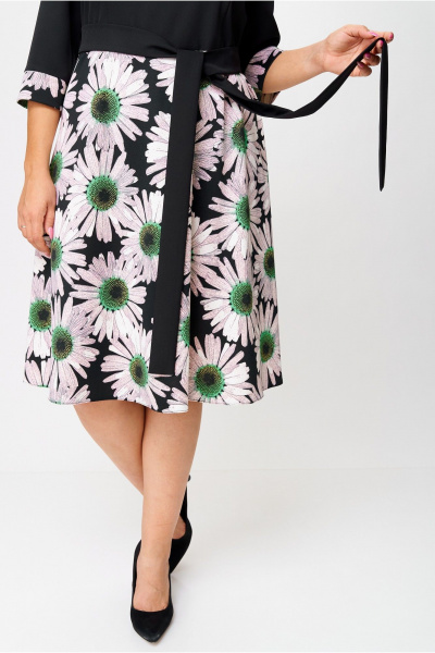 Платье трикотажное с тесьмой-молнией и рельефами Moda Versal П1949 черный+зеленый - фото 8