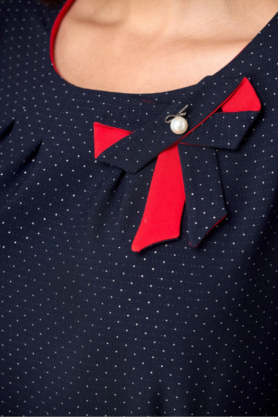 Деловое и повседневное синее платье с деталями, демисезон Moda Versal П2063 т.синий+красный - фото 6