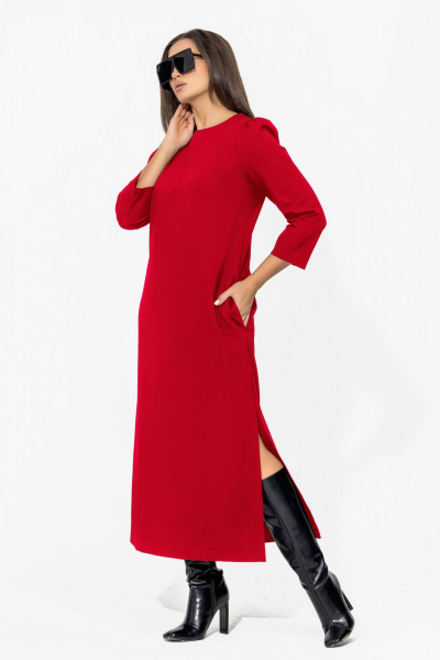 Миди платье со съемным галстуком из премиального трикотажа Gold Style 2669 красный - фото 7