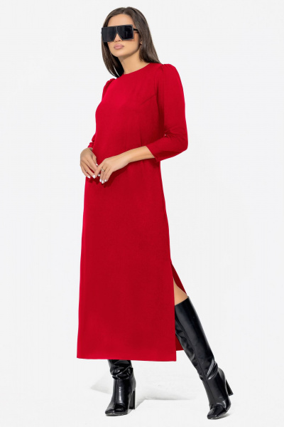 Миди платье со съемным галстуком из премиального трикотажа Gold Style 2669 красный - фото 5