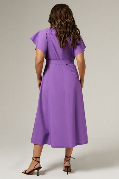Платье приталенное с V-вырезом и карманами Панда 143680w сиреневый - фото 3