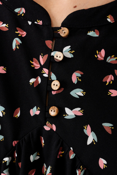 Платье расширенного силуэта с ярусами на сборке Панда 158280w черный - фото 5