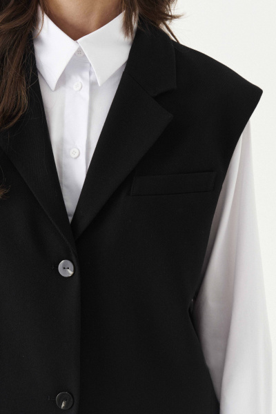 Деловой жилет на подкладке с рельефами и карманами Панда 199837w черный - фото 6