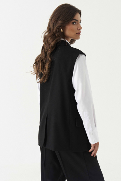 Деловой жилет на подкладке с рельефами и карманами Панда 199837w черный - фото 9