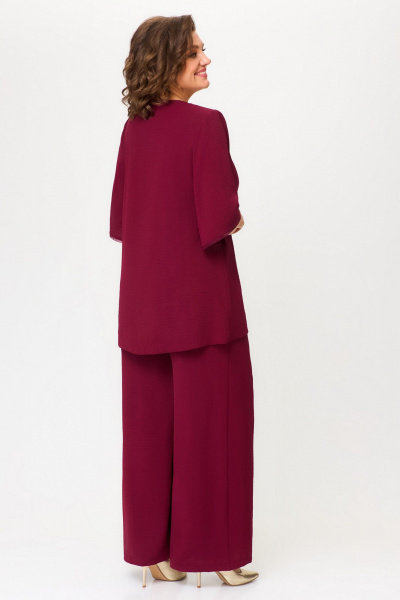 Блуза и брюки нарядный костюм шифон с объемным цветком Svetlana-Style 1933 бордовый - фото 2