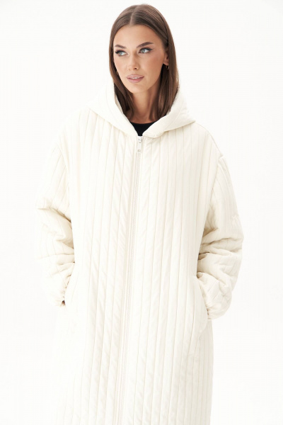 Пальто демисезонное оверсайз с капюшоном из плащёвой ткани Fantazia Mod 4911 - фото 5