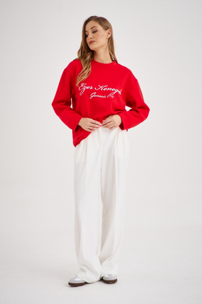 Красный свитшот с надписью в стиле Old money EZER 1601 алый - фото 7