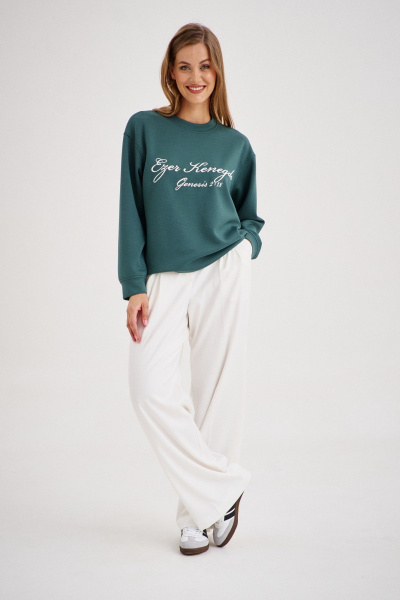 Зеленый свитшот из трикотажа с свободным кроем EZER 1602 глубокий_зеленый - фото 4
