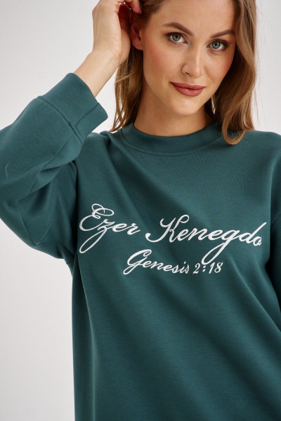 Зеленый свитшот из трикотажа с свободным кроем EZER 1602 глубокий_зеленый - фото 3