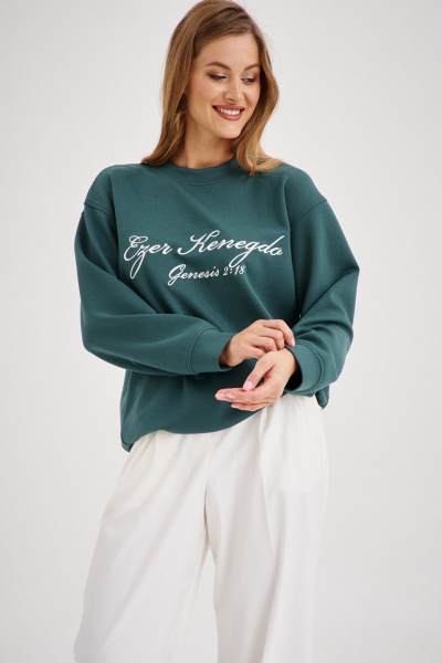 Зеленый свитшот из трикотажа с свободным кроем EZER 1602 глубокий_зеленый - фото 2