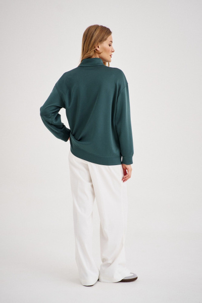 Зеленый свитшот на молнии с вышивкой пчелки EZER 1603 глубокий_зеленый - фото 4