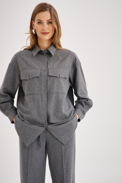 Брюки и рубашка из трикотажа с накладными карманами EZER 2091 серый_меланж - фото 6