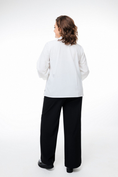 Блуза из вискозы с объемной плечевой сборкой Anelli 1323 белый - фото 5