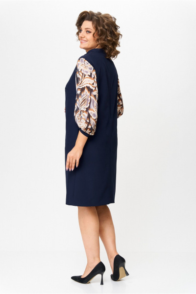 Прямое синее платье с рельефами и карманами, круглый год Moda Versal П2104 т.синий - фото 9