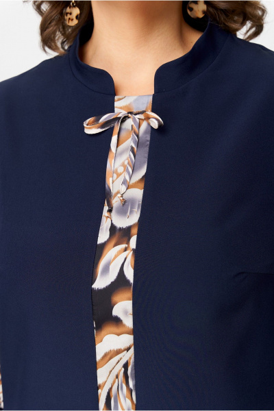 Прямое синее платье с рельефами и карманами, круглый год Moda Versal П2104 т.синий - фото 8