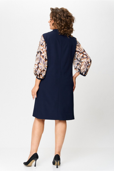 Прямое синее платье с рельефами и карманами, круглый год Moda Versal П2104 т.синий - фото 6