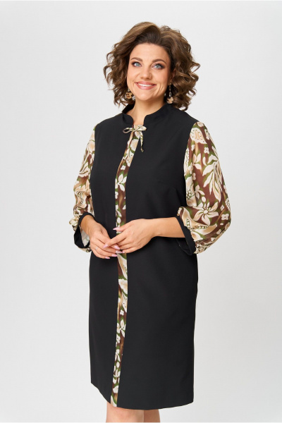 Платье прямого силуэта с нагрудными вытачками и карманами Moda Versal П2104 черный - фото 7