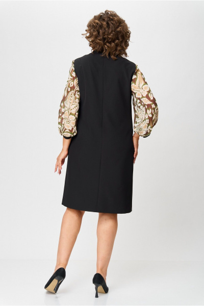 Платье прямого силуэта с нагрудными вытачками и карманами Moda Versal П2104 черный - фото 6