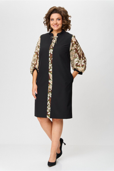 Платье прямого силуэта с нагрудными вытачками и карманами Moda Versal П2104 черный - фото 5