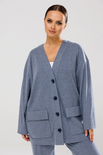 Голубой костюм из трикотажа с накладными карманами Mubliz 122 - фото 12