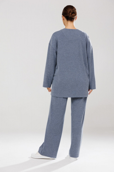 Голубой костюм из трикотажа с накладными карманами Mubliz 122 - фото 6