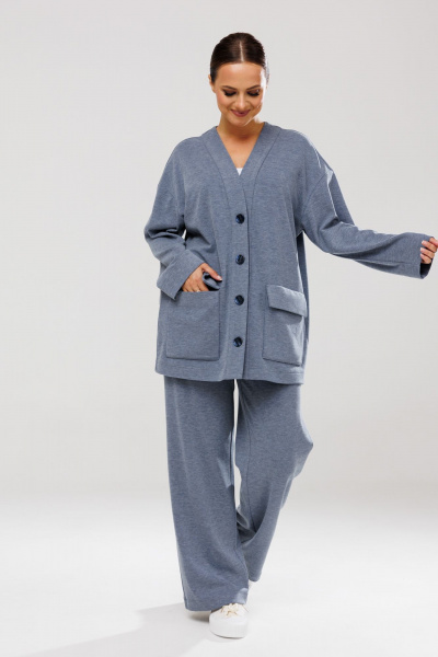 Голубой костюм из трикотажа с накладными карманами Mubliz 122 - фото 10